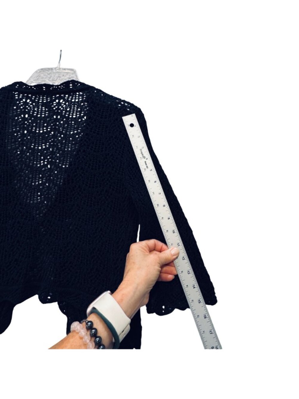 Vintage Gap Black Crochet Cropped Cardigan Size M Cotton Boho Whimsygoth Y2K - Picture 14 of 14
